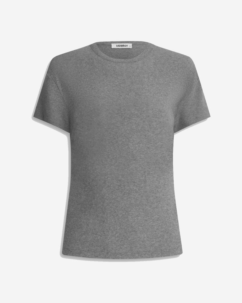Venroy Cotton Rib Tee Shirt - Grey Marl