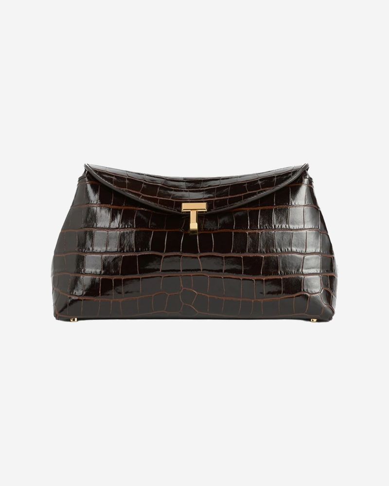 Toteme T-Lock Croco-Embossed Clutch